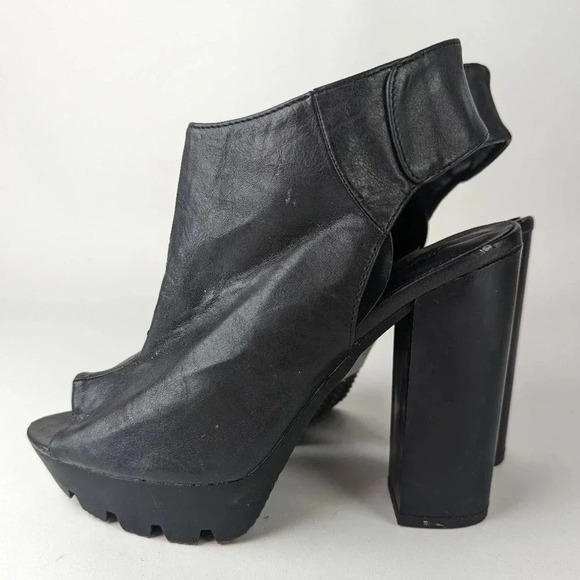Qupid Chunky Heeled Peep Toe Booties - 6 - Picture 8 of 8
